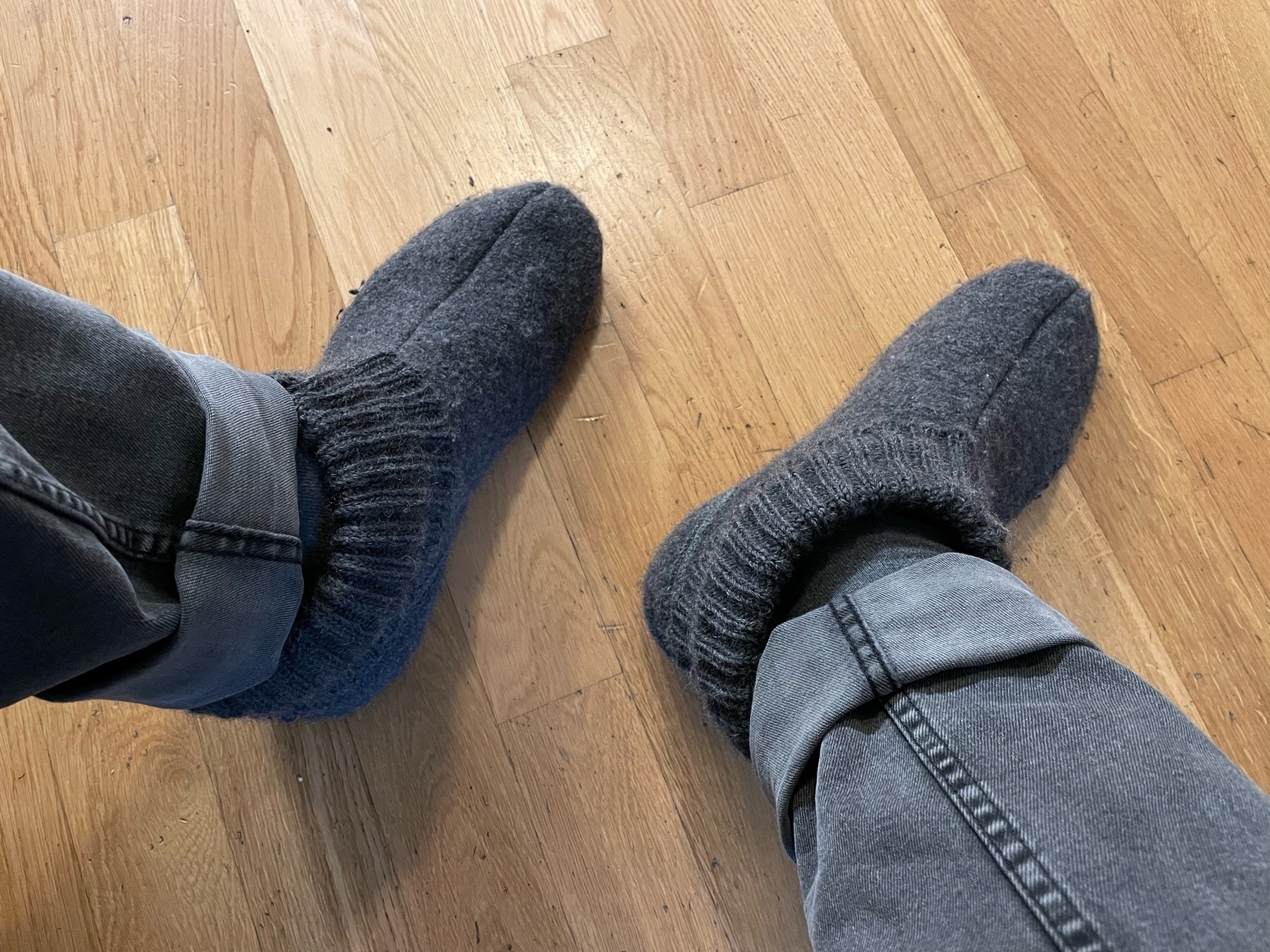 My feet with wool slippers